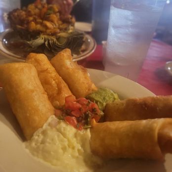 Aunt Chiladas Squaw Peak signature dishes Mexican Shrimp CoctelShrimp TamaleChimichanga